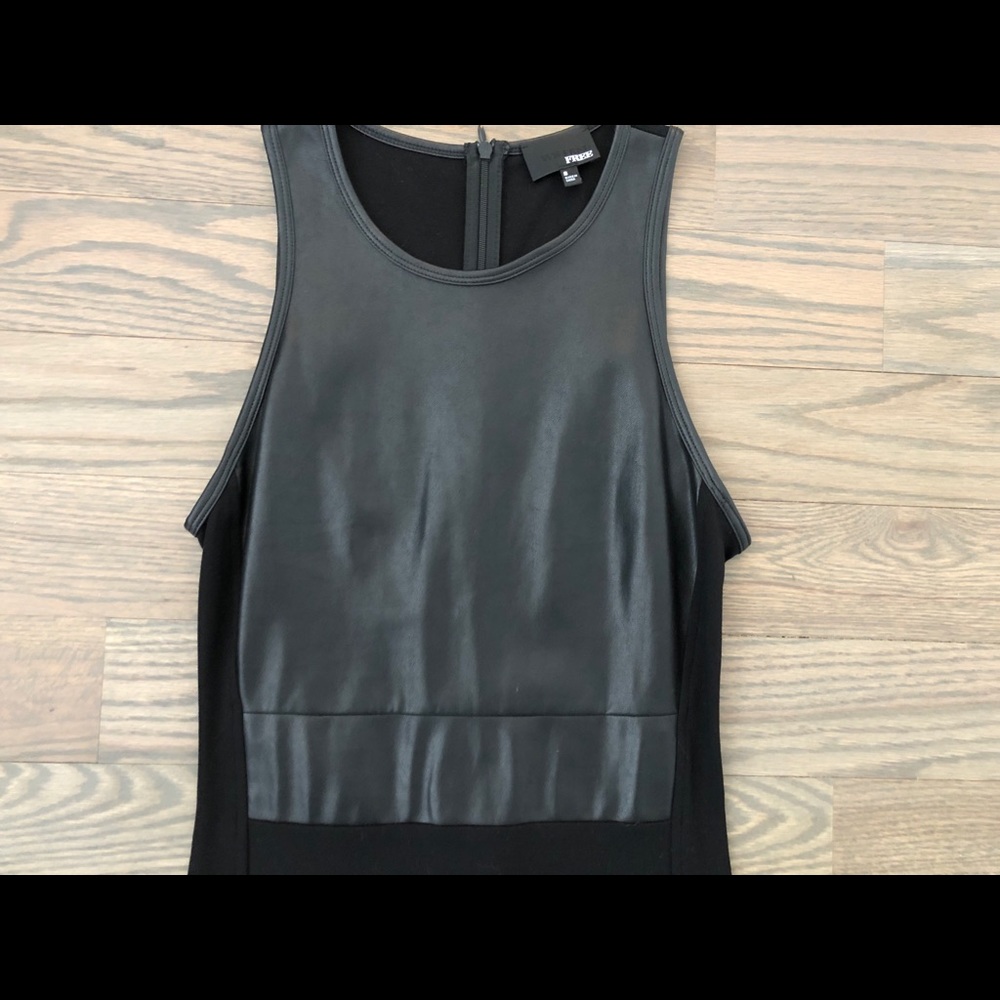 Aritzia Wilfred faux leather panel black dress